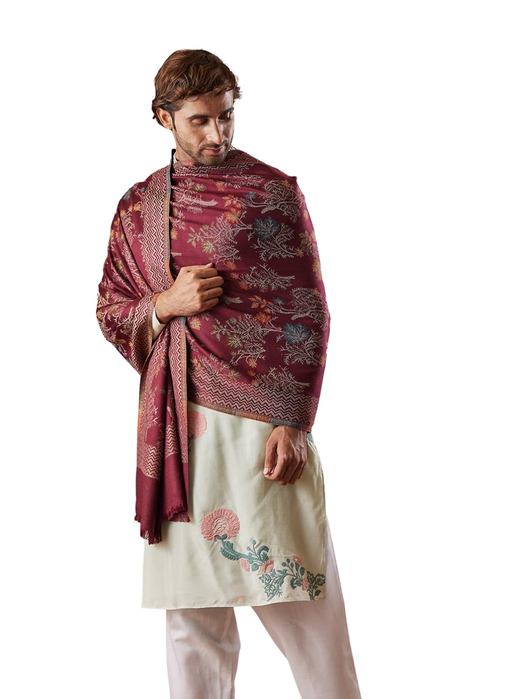 Pashmoda Men Shalimar Kaani Stole (Size 71x203 cm)