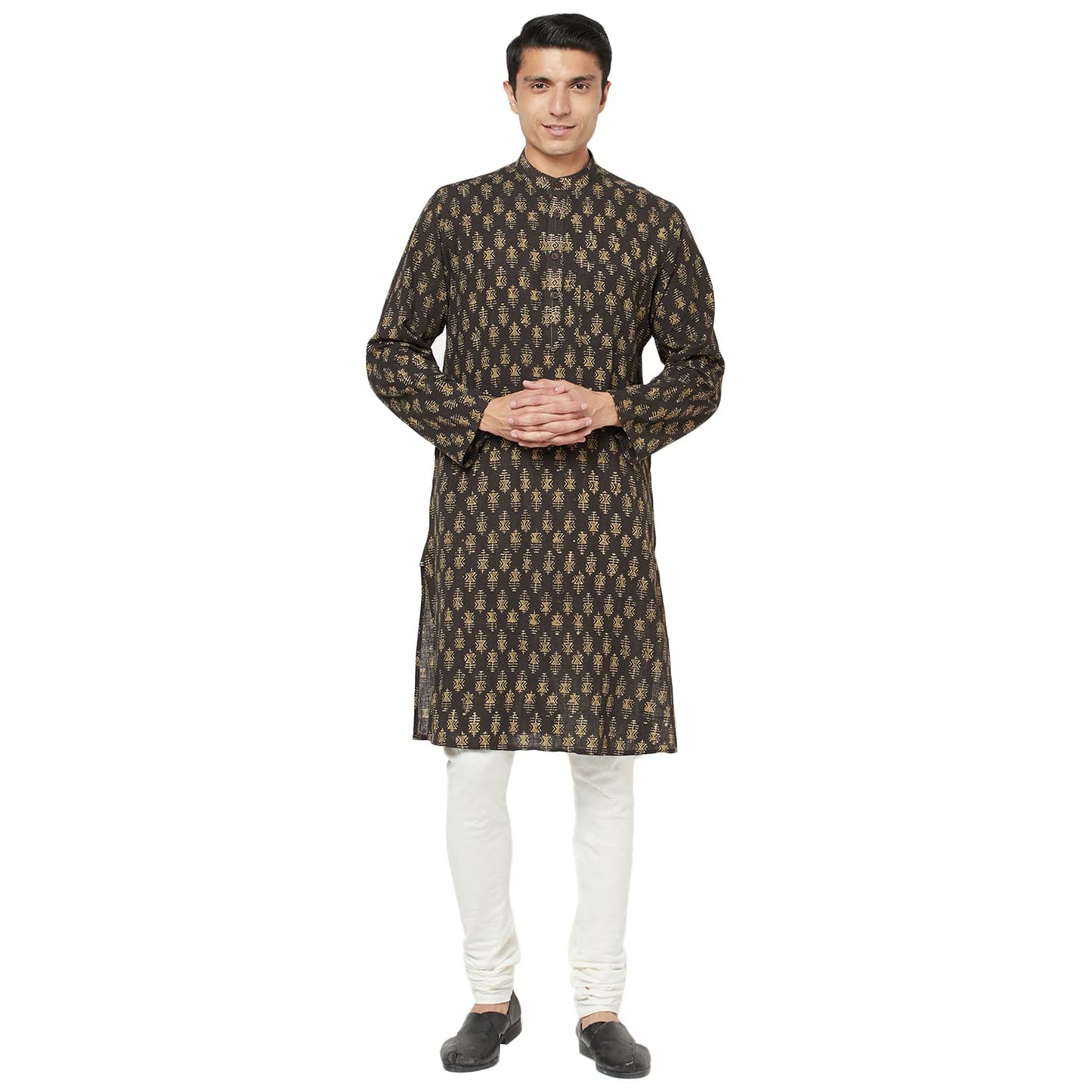Fabindia Men Slim Fit Long Kurta Cotton_Xs Black