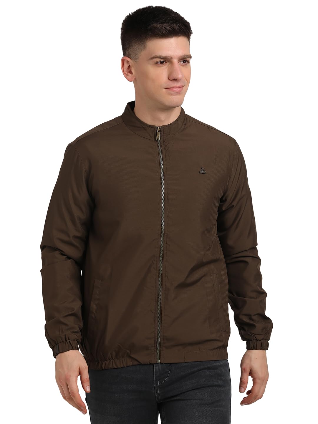 Turtle Men Cotton Stretch Solid Regular Fit Full Sleeve Brown Windcheater Jacket