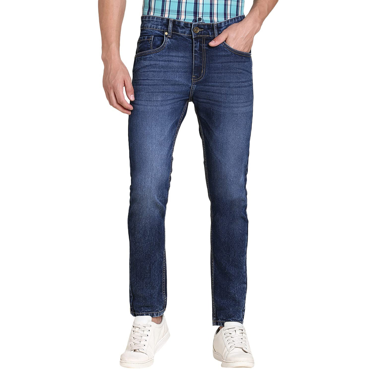 Dennis Lingo Mens Slim Fit Stretchable Denim Solid Jeans (Dark Blue)