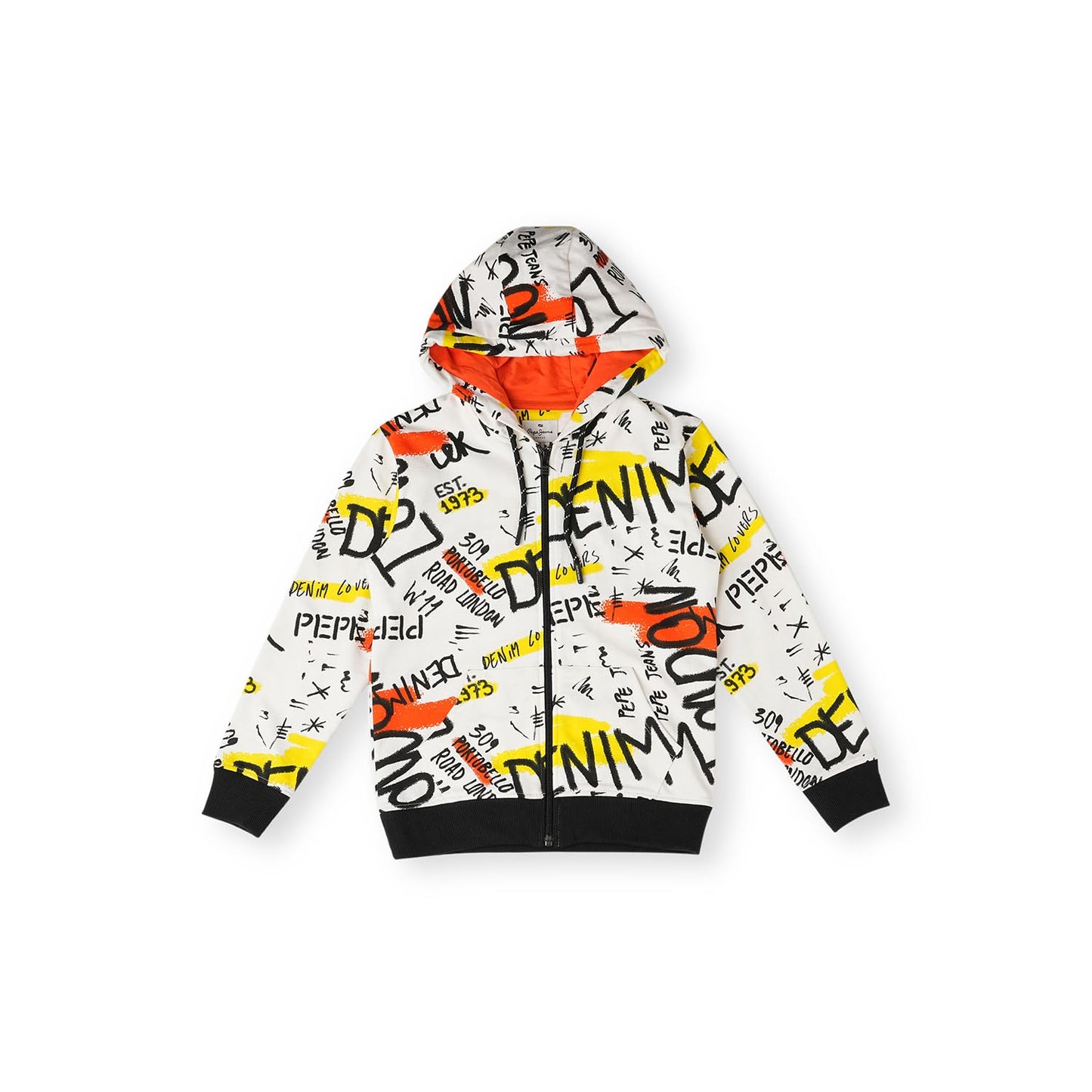 Pepe Jeans BoyS Cotton Hooded Neck Sweatshirt (Pb581571_Off White