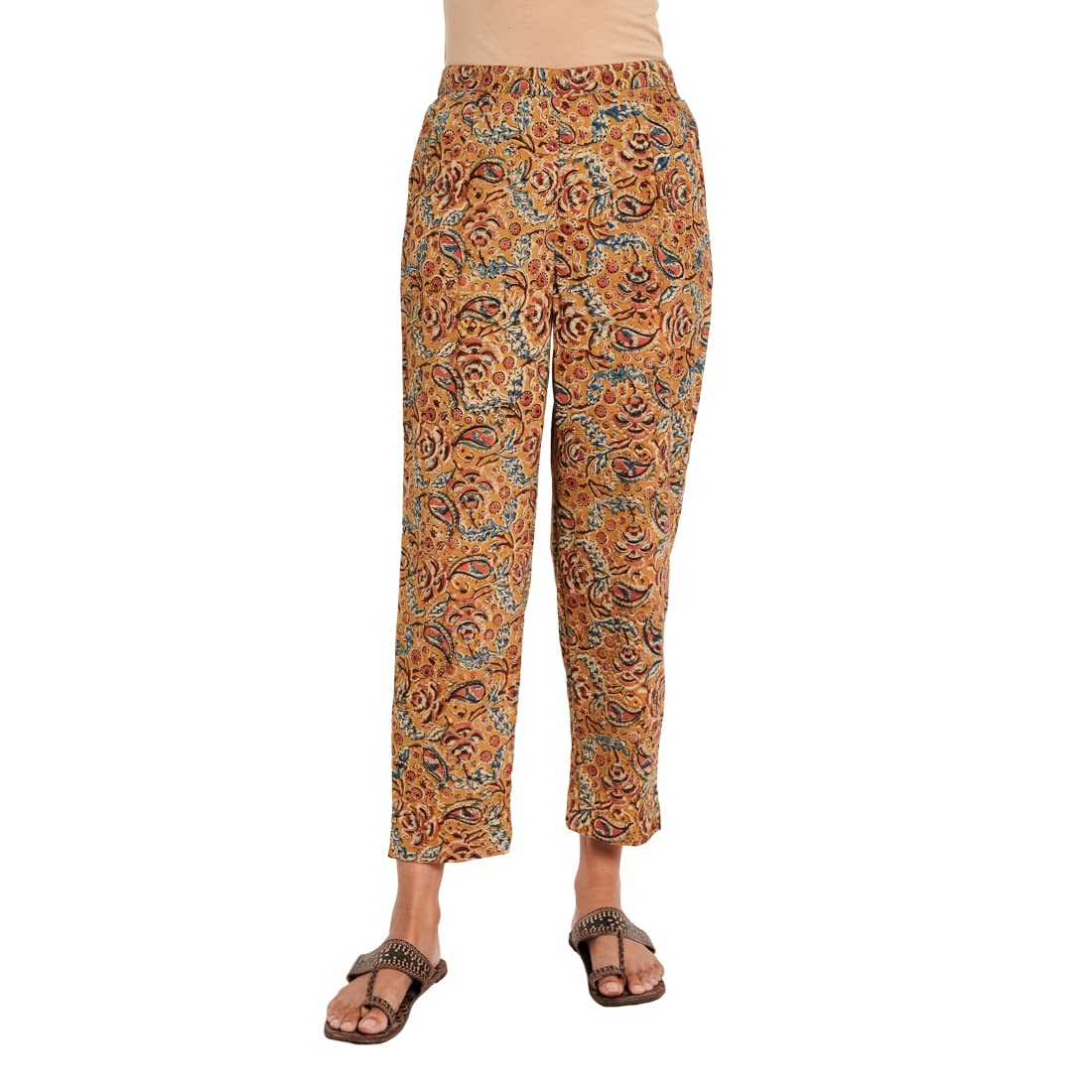 Fabindia Women Tapered Casual Pant Cotton_L Rust