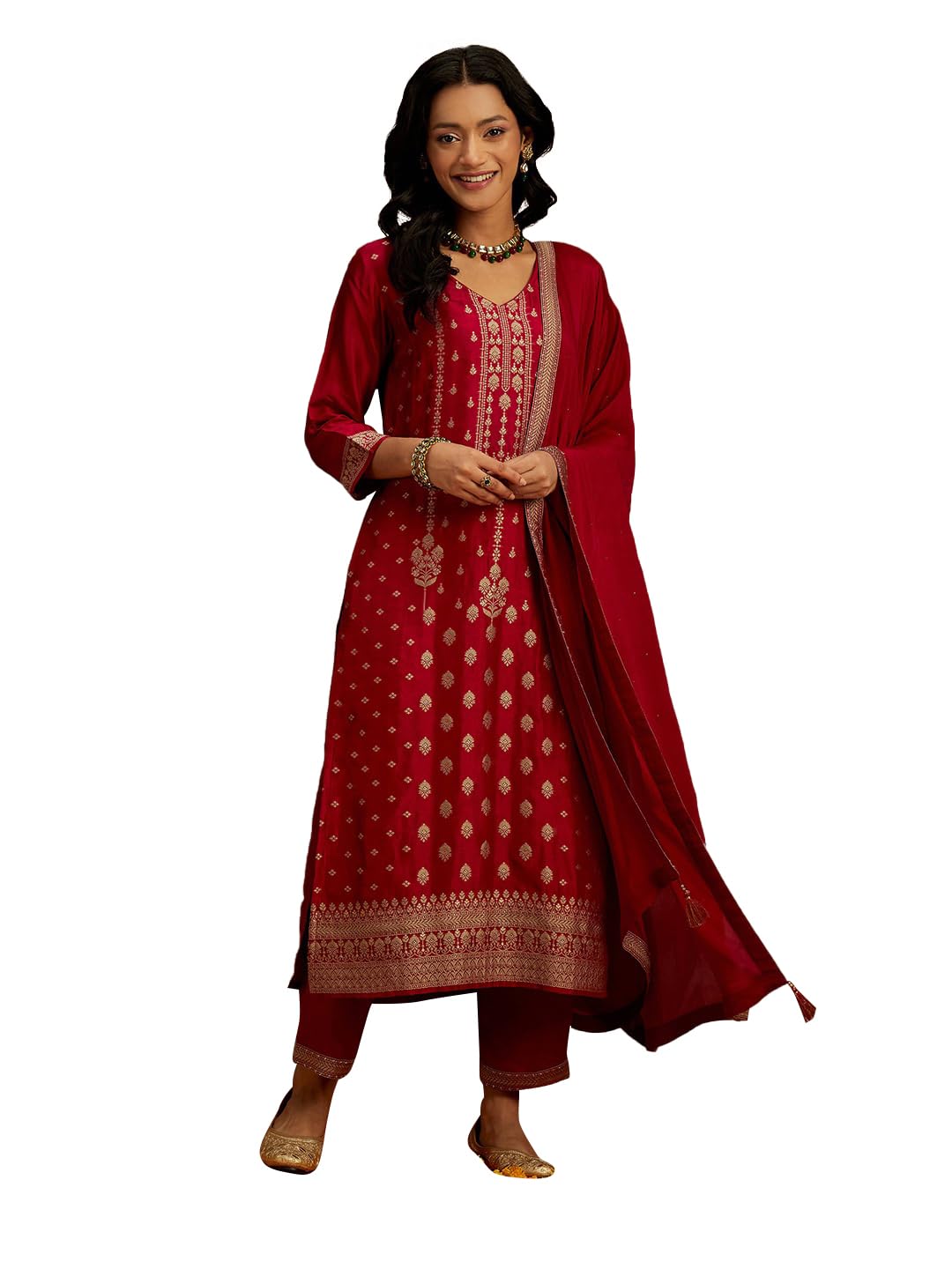 Libas WomenS Silk Blend Kurta Sets (48047_Pink