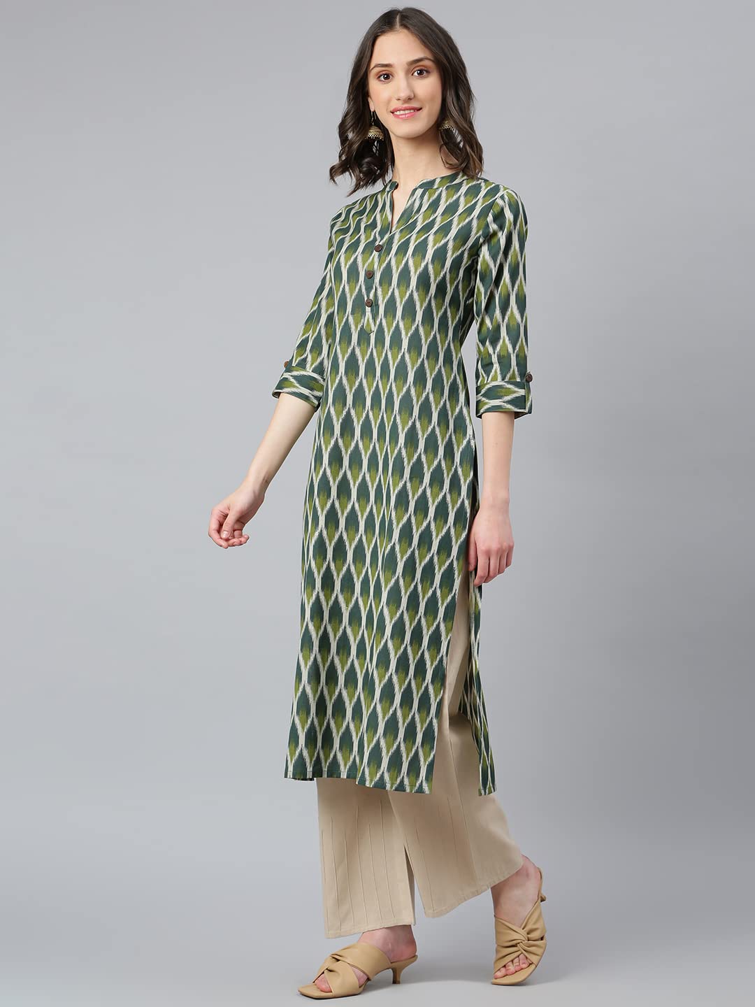 idaLia Green Ikat Kurta