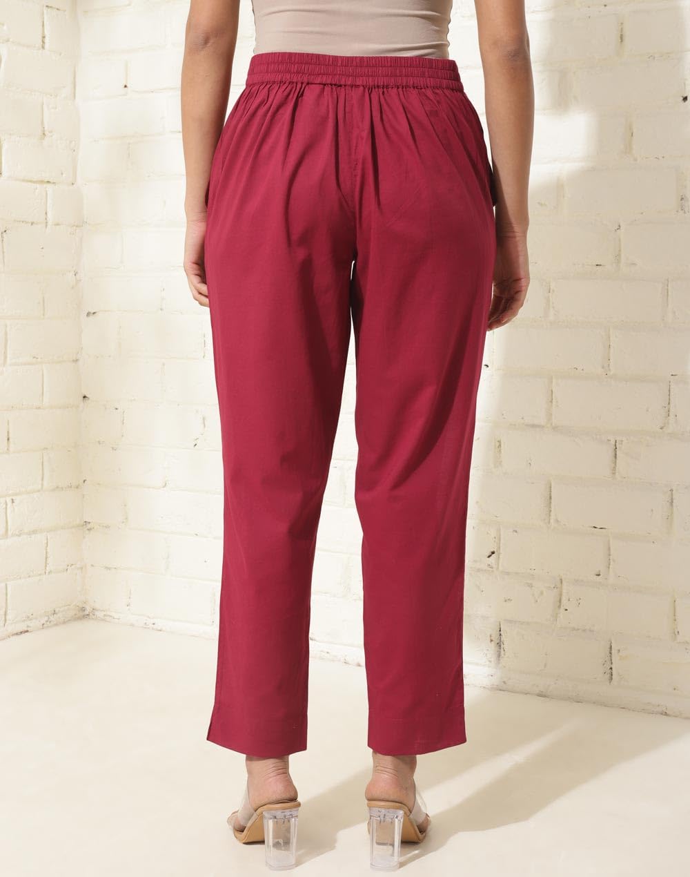 Fabindia WomenS Regular Casual Pants (2124217Red_Red