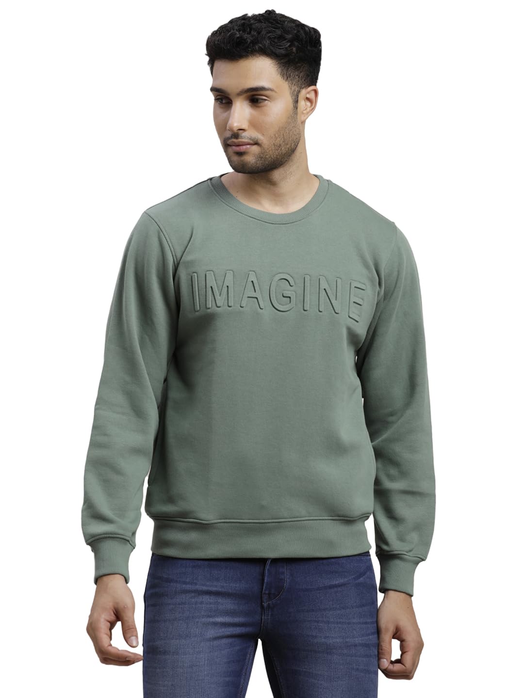 Turtle Men Knitted Slim Fit Full Sleeve ish Green Sweatshirt