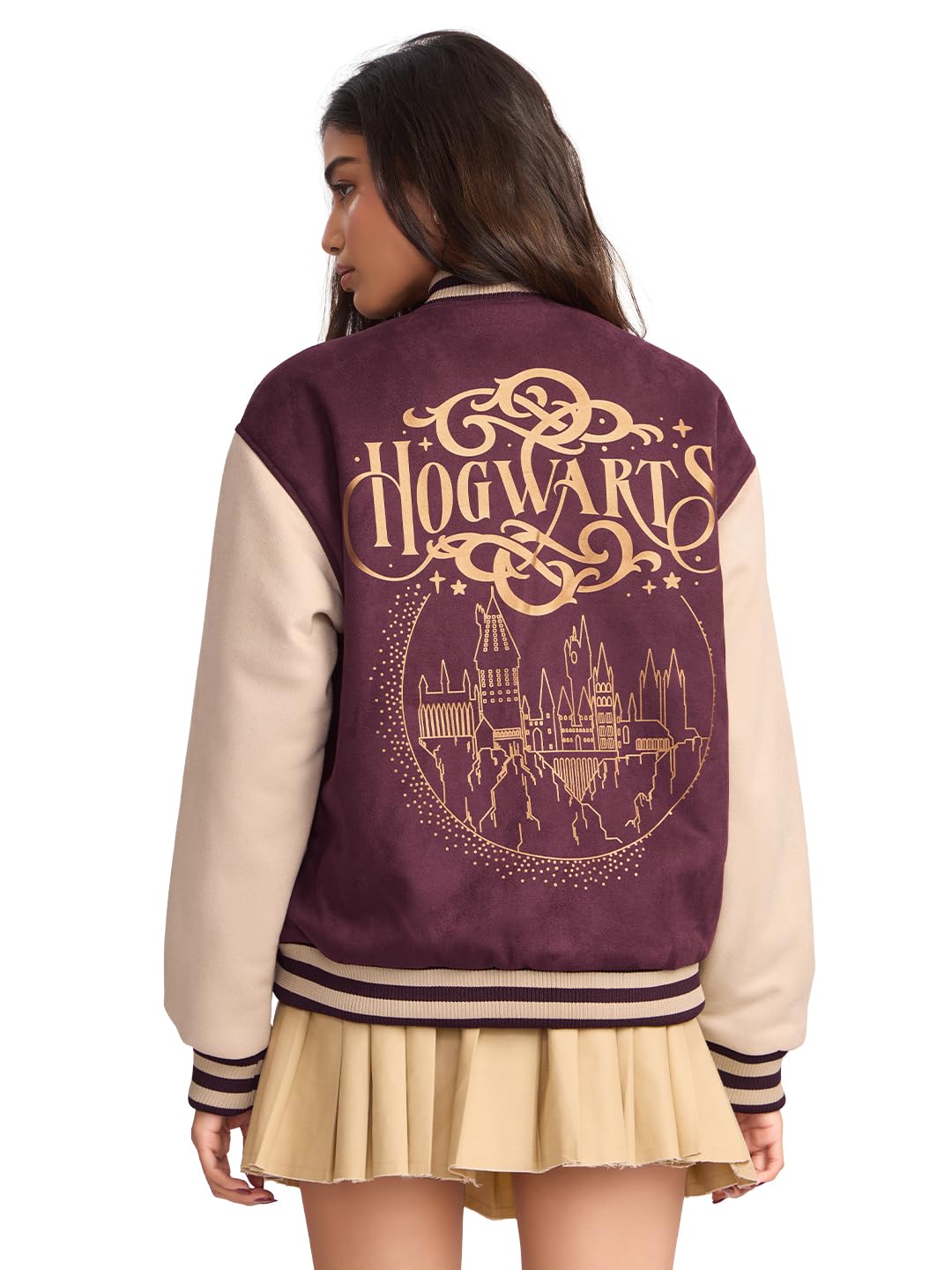 The Souled Store Official Harry Potter : Hogwarts Women and Girls Long Sleeve Button Front Multicolor Graphic Printed Oversized
