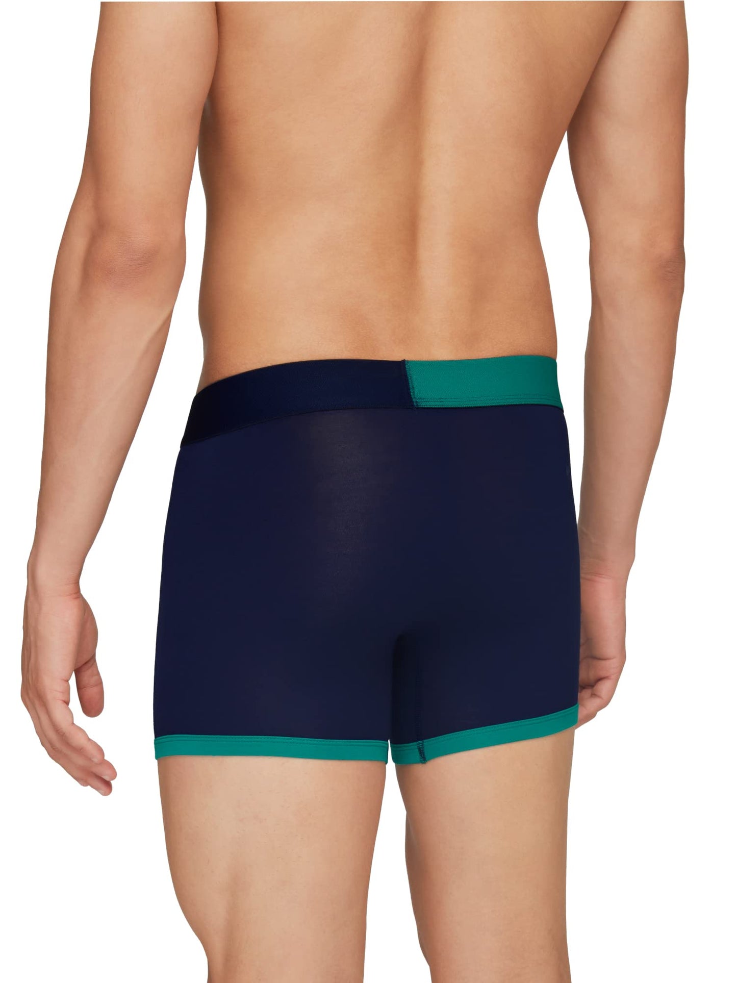 XYXX Mens Underwear Dualist IntelliSoft Antimicrobial Micro Modal Trunk Pack of 3 (Navigate & Black Iris;Brilliant Blue & Black