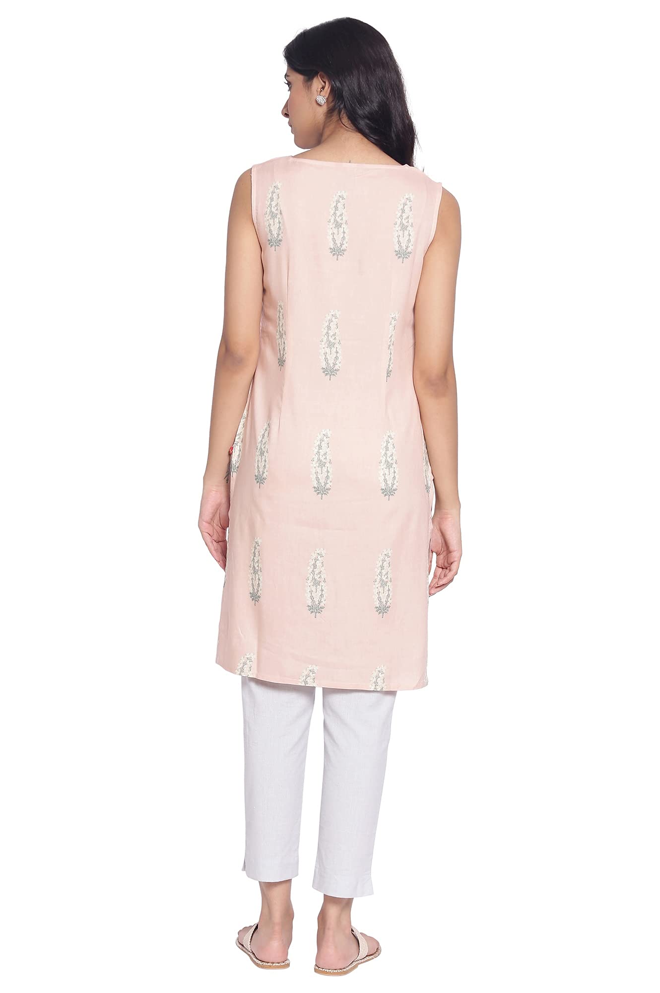 W for Woman Women's Viscose Printed Straight Kurta