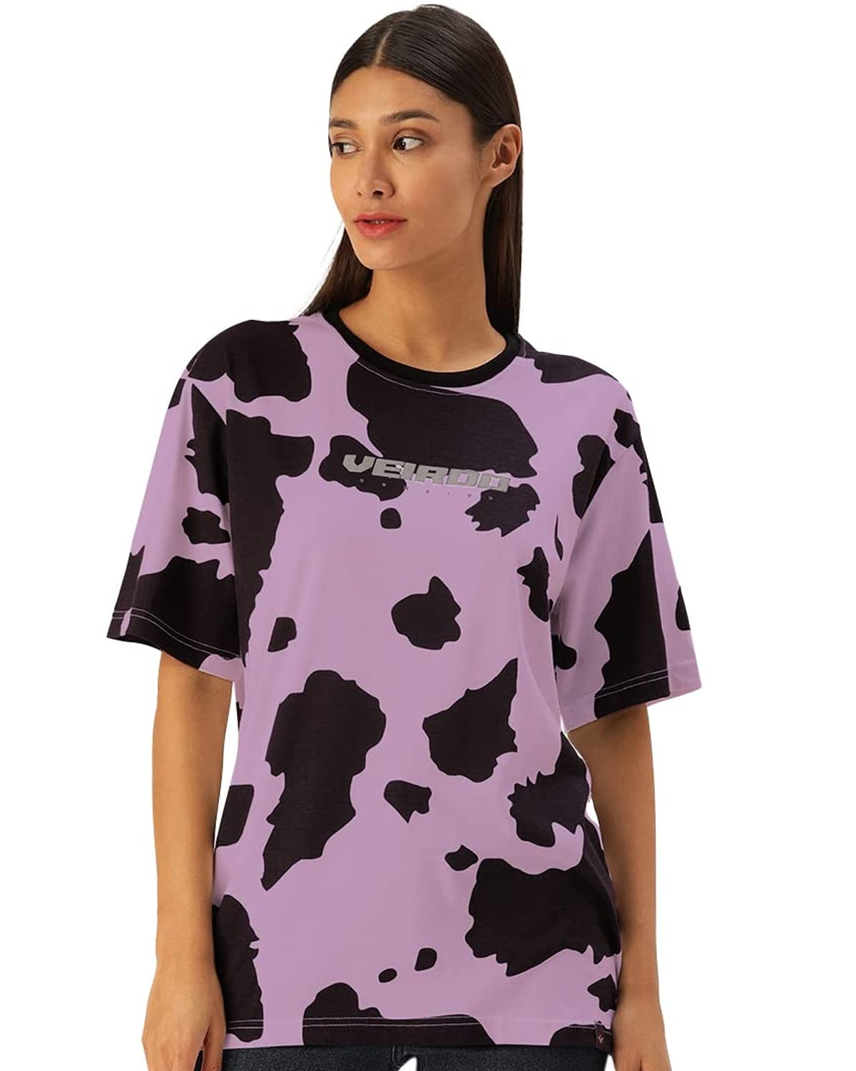 Veirdo Oversized Animal Printed T-Shirt Women Oversized Cotton Short Sleeve Womens T-Shirt Attractive Over Si
