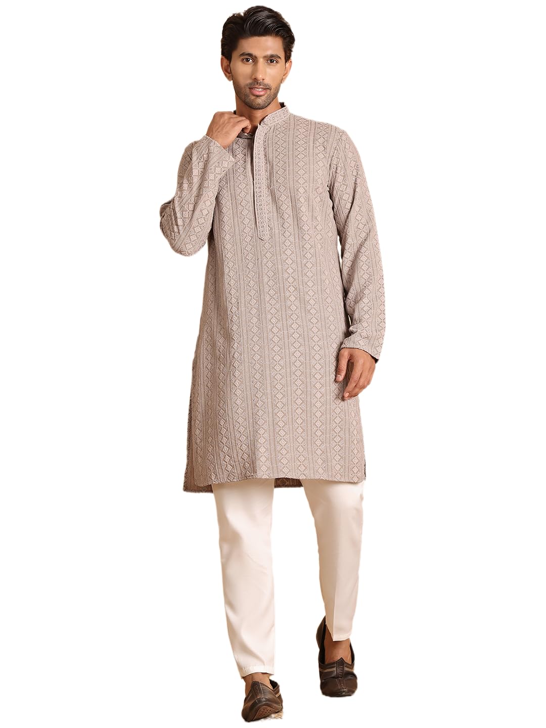 Jompers Mens Embroidered & Sequins Straight Kurta Set