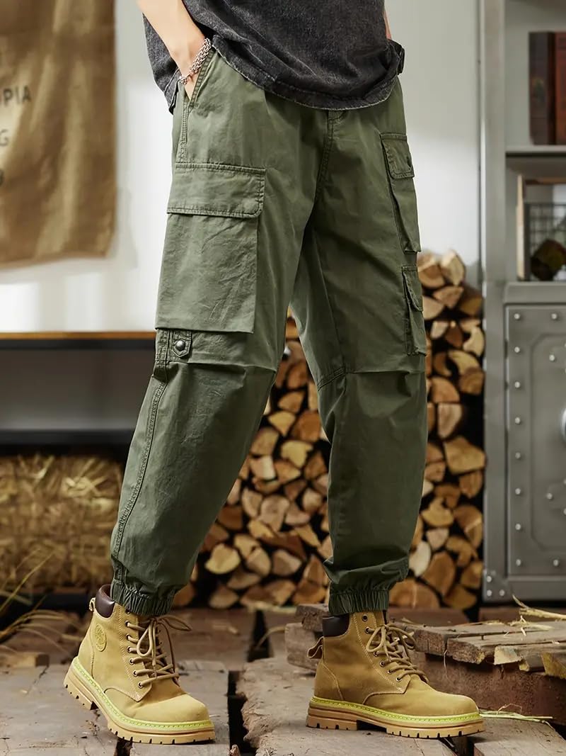 TAGAS Men Cotton Cargo Trouser ||Joggers Cargo for Men|| Mens Multi Pocket Cargos Pants||MC-17 Green