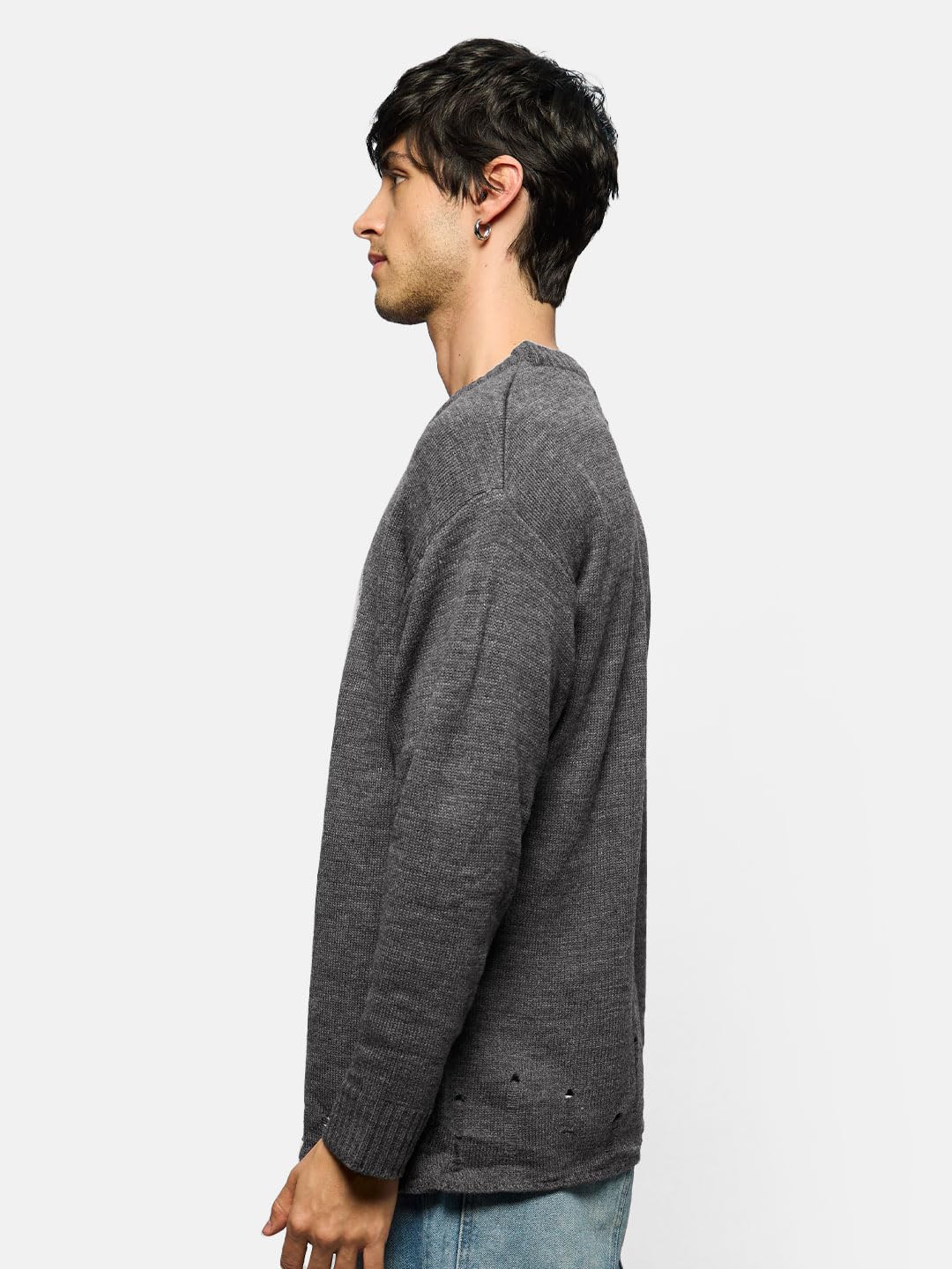 The Souled Store Official Punisher: Logo Oversized Pullovers for Men and Boys Grey