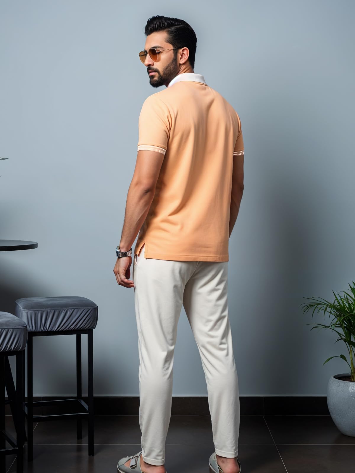 Mens Premium Cotton Polo T-Shirt | 220 GSM Soft Fabric | Casual Stylish Look | Zipper Polo Design Peach Polo T Shirt | Polo Tshi