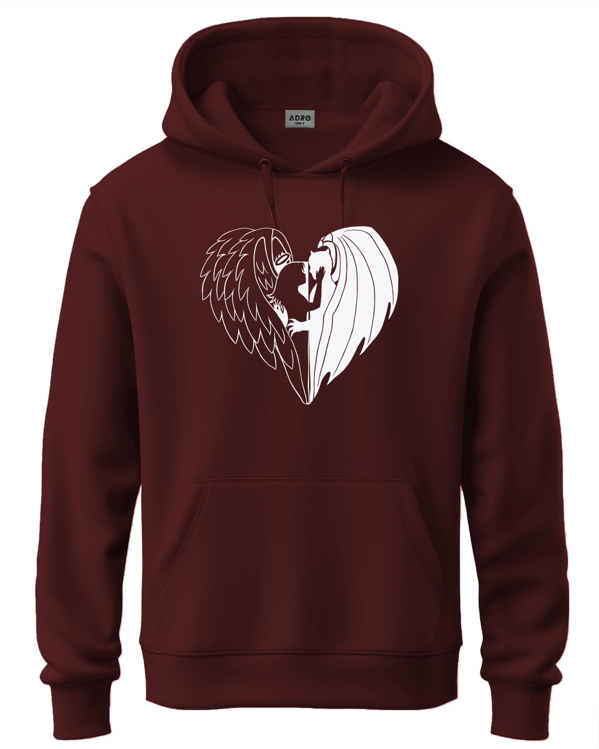 ADRO Mens Cotton Neck Hooded Sweatshirt (H24-DEVI-MR_Maroon