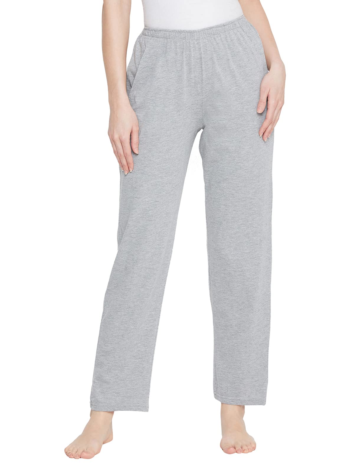 Clovia Women Polycotton Solid Sleepwear Bottom(LB0173P01S_Grey_Small_Grey_S)
