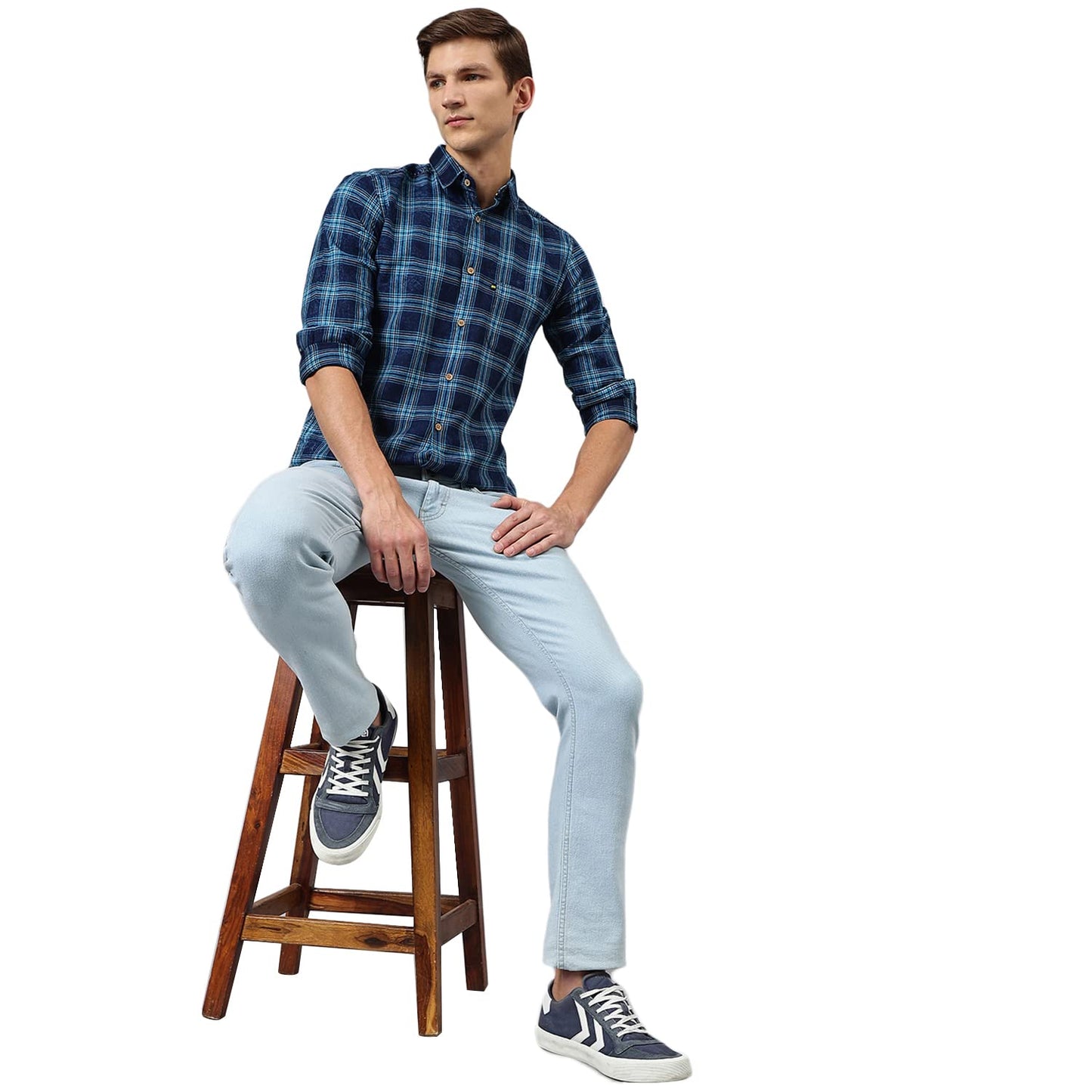 Thomas Scott Checkred Regular Fit Long Sleeve Spread Collar Casual Shirts for Mens