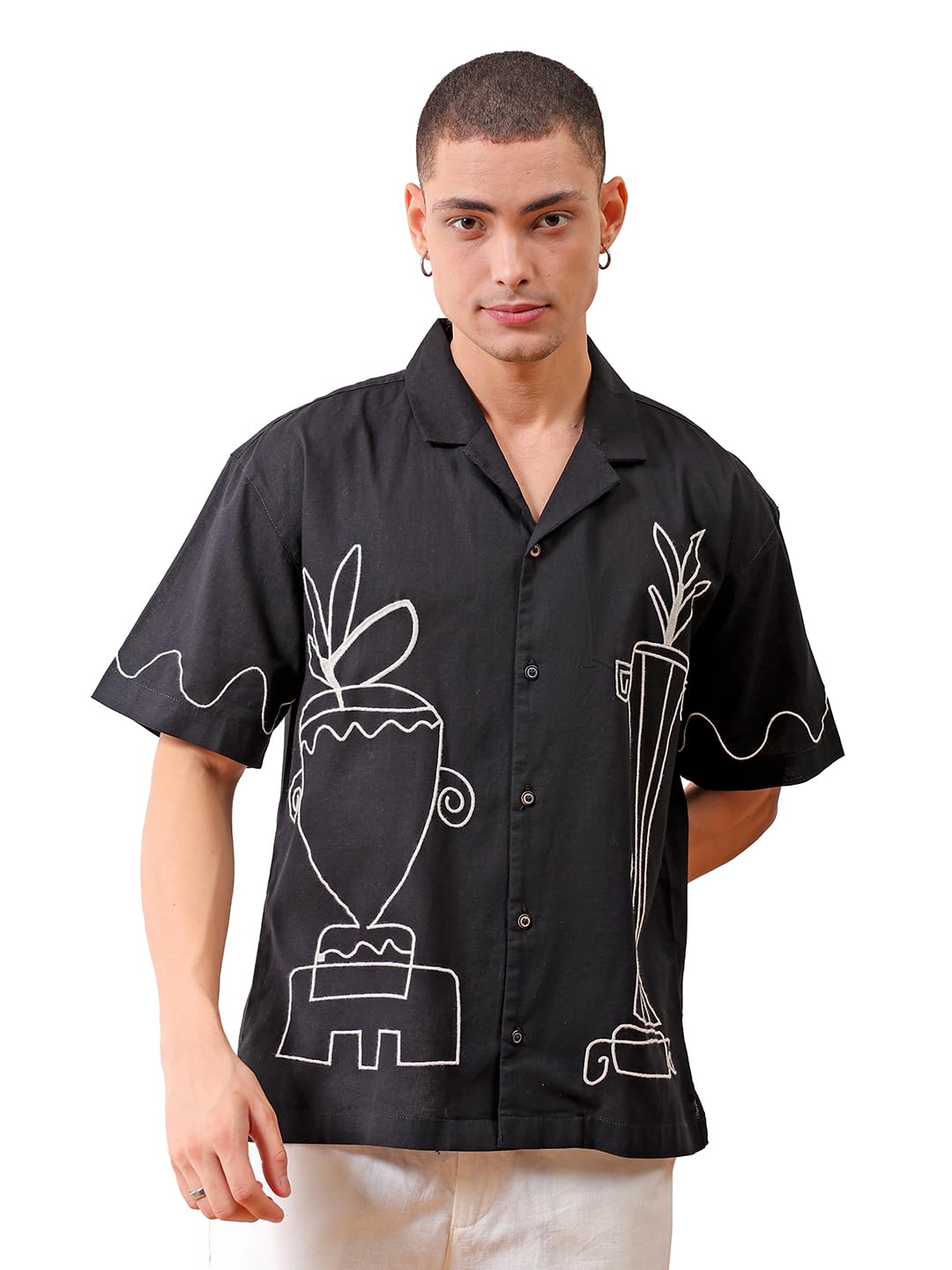 The Indian Garage Co Mens Relaxed Fit Shirt (0823-SHEMRS-06-01_Black