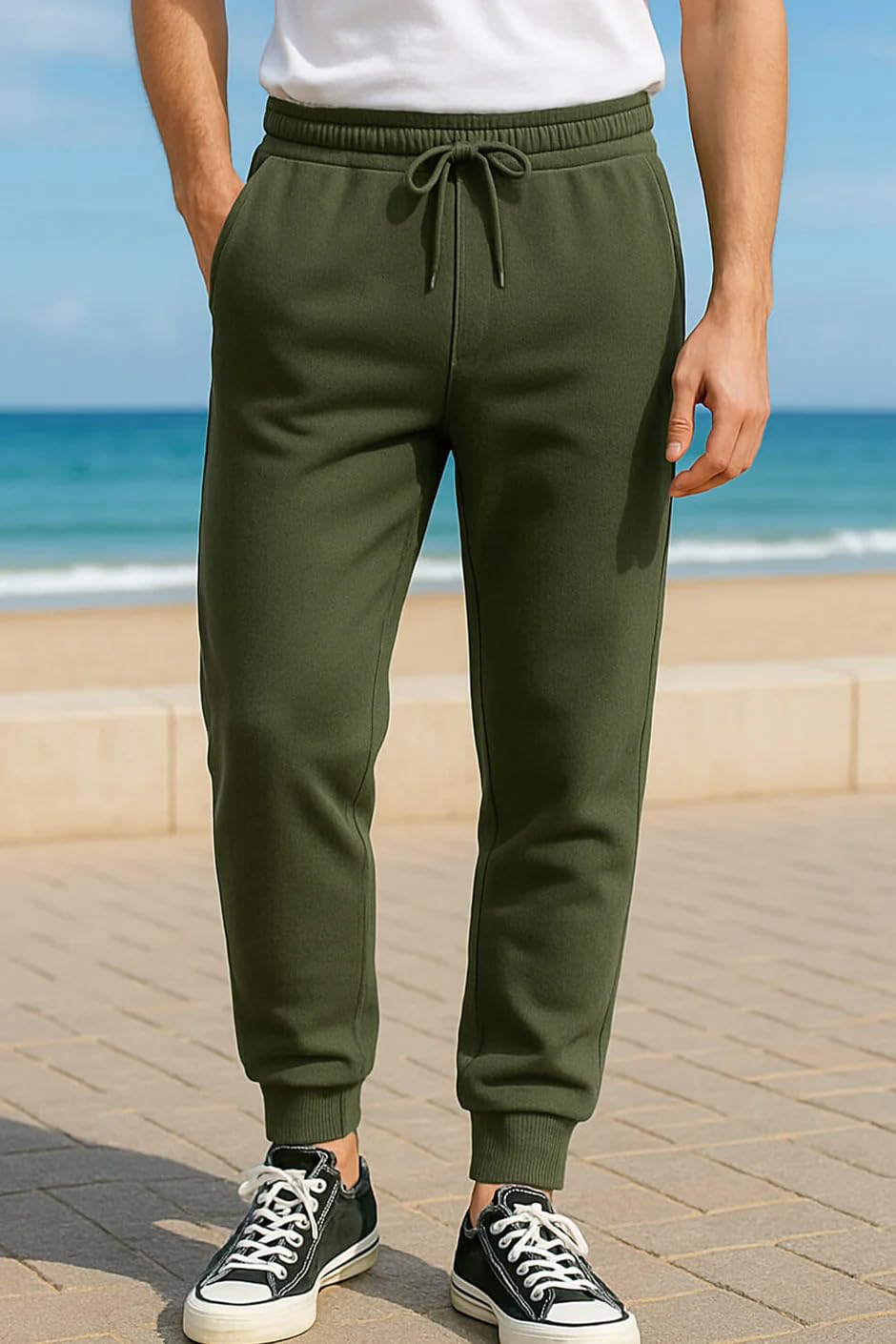 Nobero MenS Regular Sweatpants (1M-Bwjg-R0136_Arctic Wolf | Black