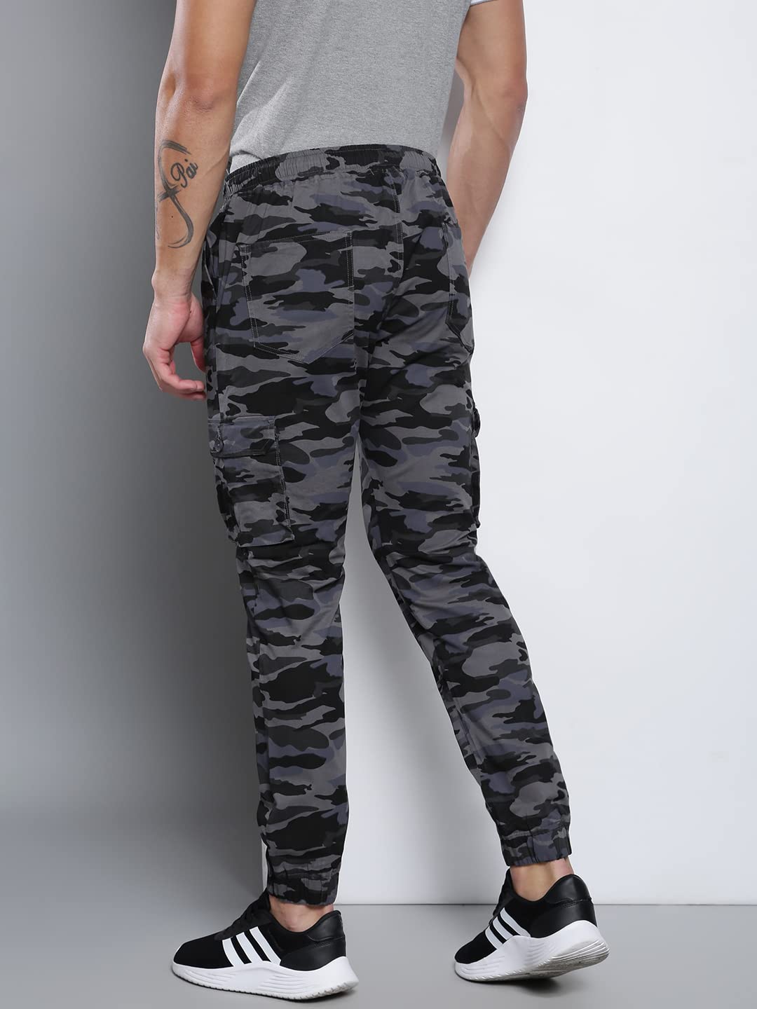 Dennis Lingo Camouflage Print Cotton Mens Casual Drawstring Joggers, Straight Fit, Mid Rise, Ankle Length Athletic Track Pants,