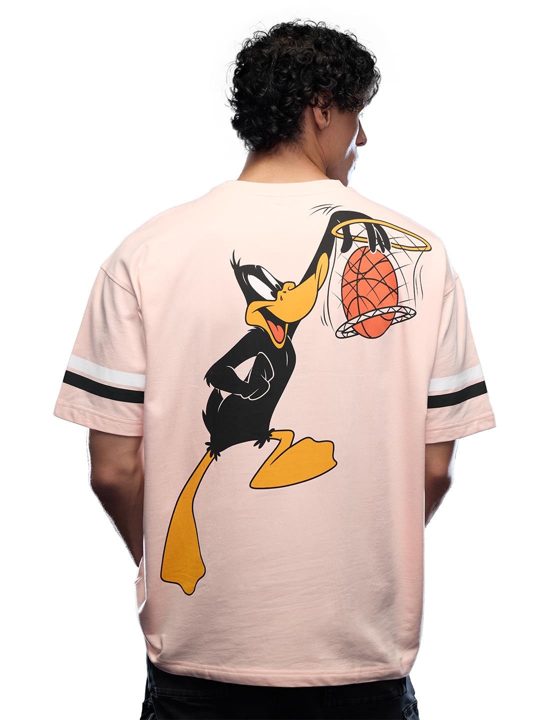 The Souled Store Official Looney Tunes: Daffy in Space Jam Men Oversized T-Shirt Pink