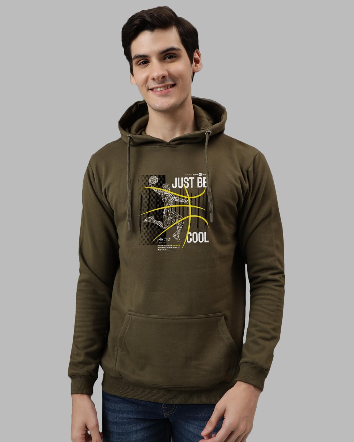 ADRO Men's Cotton Blend Neck Hooded Regular Sweatshirt (H24)