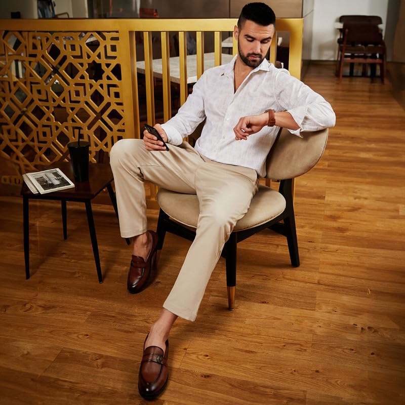 Campus Sutra Mens Ivory White Foil-Creased Shirt for Casual Wear | Spread Collar | Long Sleeves | Button Closure | Shirt Crafte