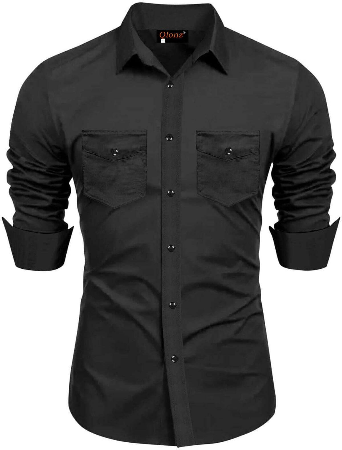 Rebelify Double Pocket With Flap Men Cargo Cotton Shirt Black