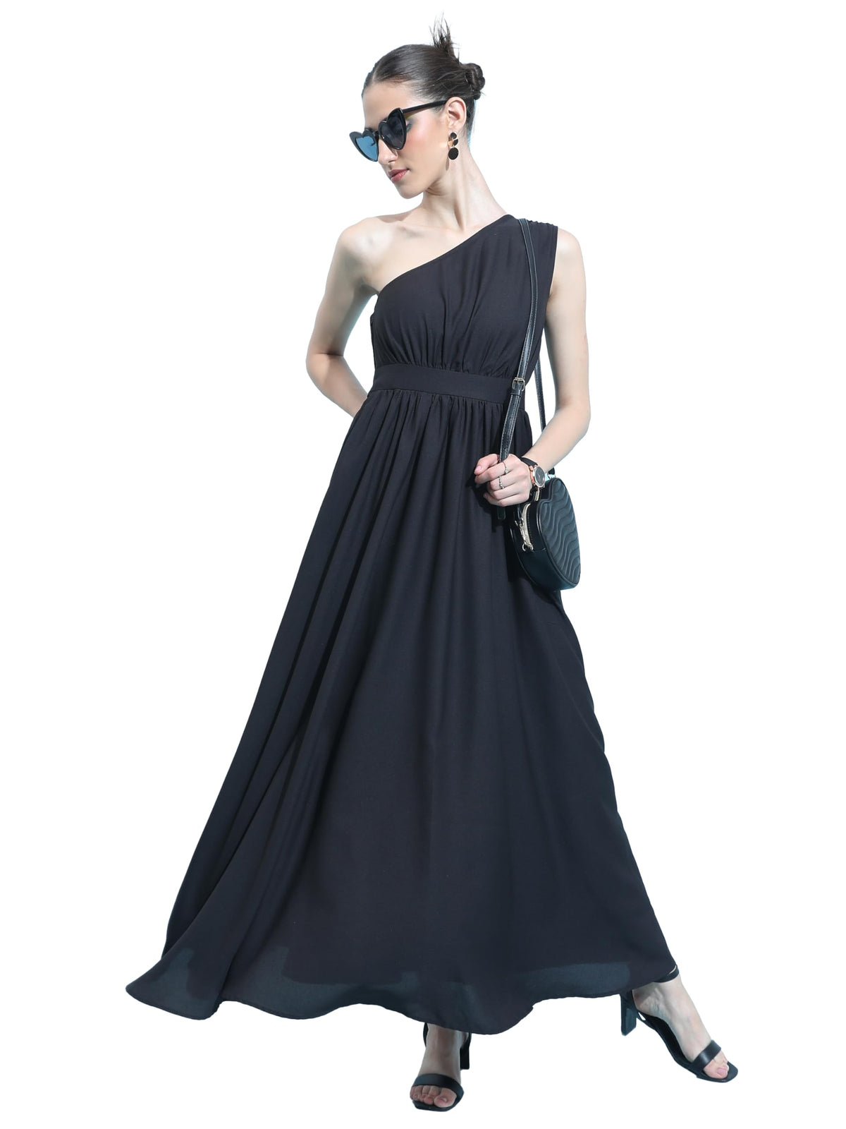 Ketch Cotton Blend Women Casual Fit Black Dress Maxi Khj6000351