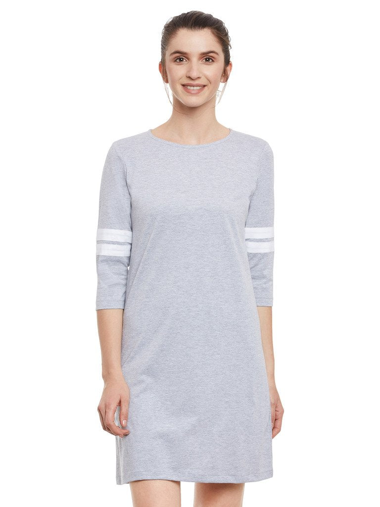 Miss Chase WomenS Super Soft Solid Mini Round Neck 3/4 Sleeve Panelled Color Block Shift Dress | 2 Colors (Mcss17D09-11-17-04,