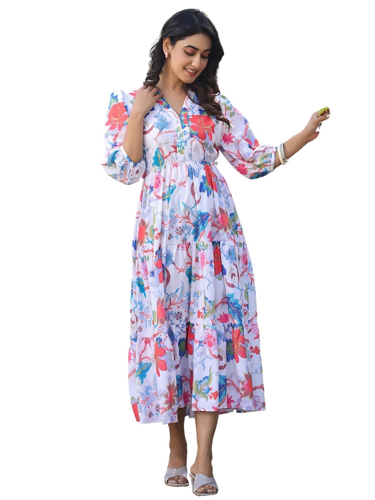 Leriya Fashion WomenS Rayon Casual Below The Knee Western Dress (Lf-W.Dress-Wd1317_White