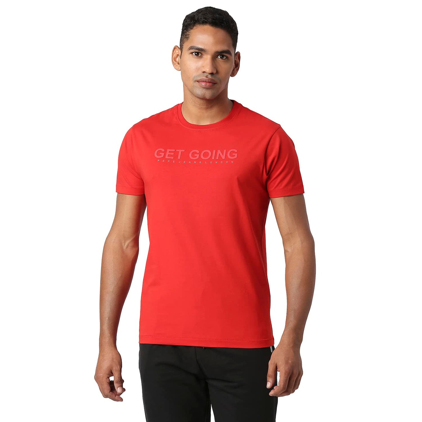 Pepe Jeans MenS Printed Slim Fit T-Shirt (Pm509066255M_Red