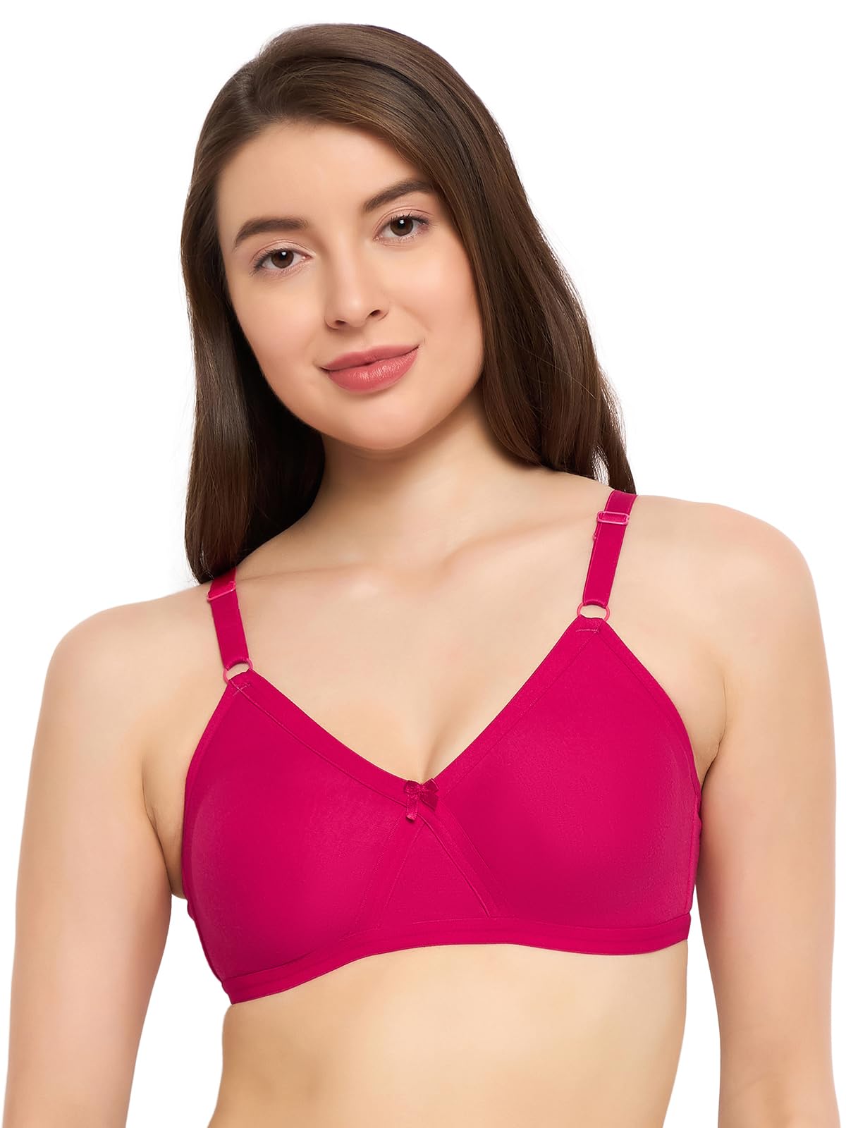 Clovia Womens Cotton Non Padded Wire Free Full Coverage Bra Pink