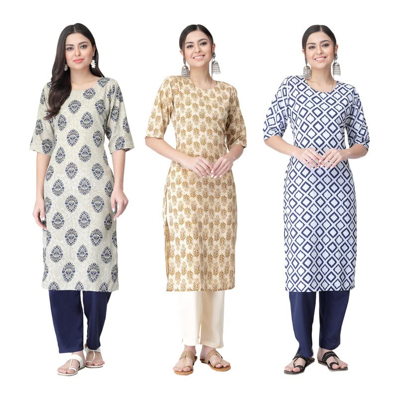 Kurta for Women Kurta Set for Women Kurta Set Kurta Kurtis for Women Stylish Latest Crepe Kurti Pack fo 3