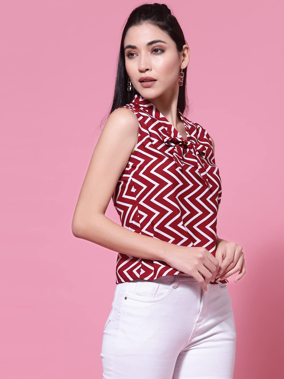 OOMPH! Sleeveless Tops for Women, Red - mt470