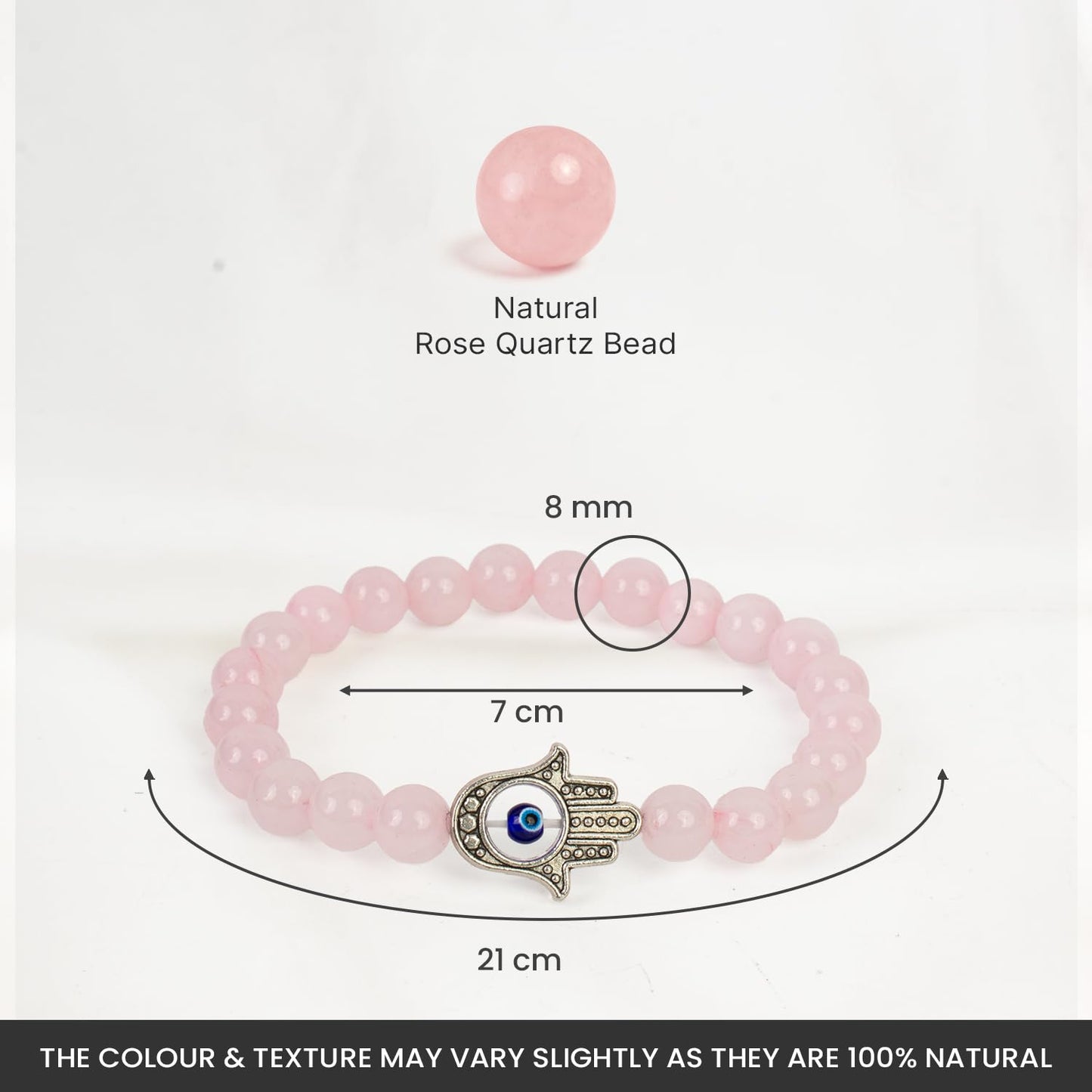 Astrotalk Love Attraction with Evil Eye Hamsa Bracelet | Rose quartz bracelet for women| Evil eye bracelet | Bracelets for Men and Women | Certificate of Authenticity | Valentine Gift for Girlfriend