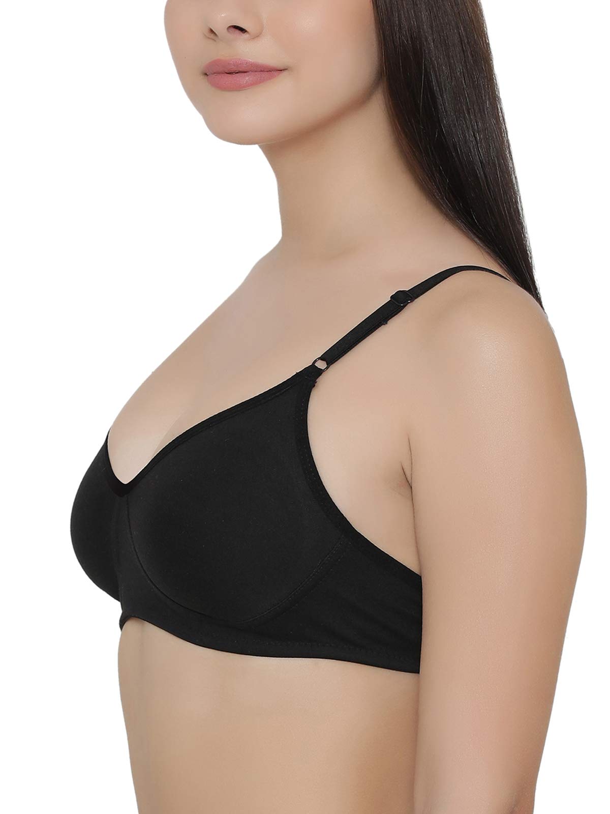 Clovia Womens Cotton Non Padded Wire Free Full Coverage Bra Black