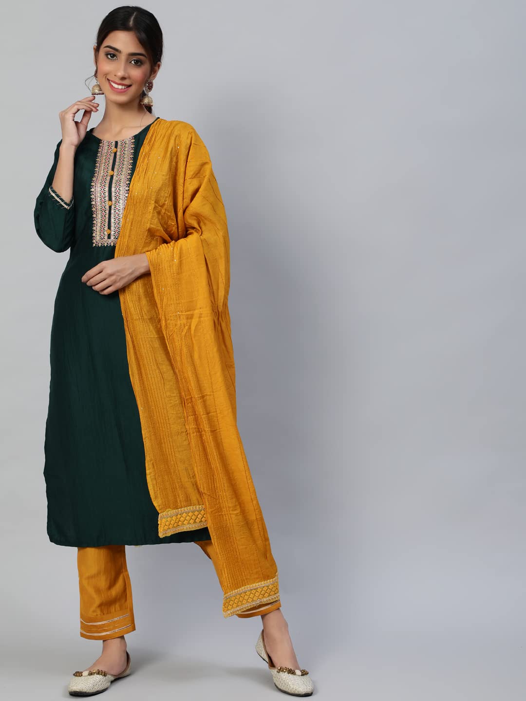 anubhutee Women's Viscose Rayon Straight Kurta Trousers With Dupatta | Pack Of 1