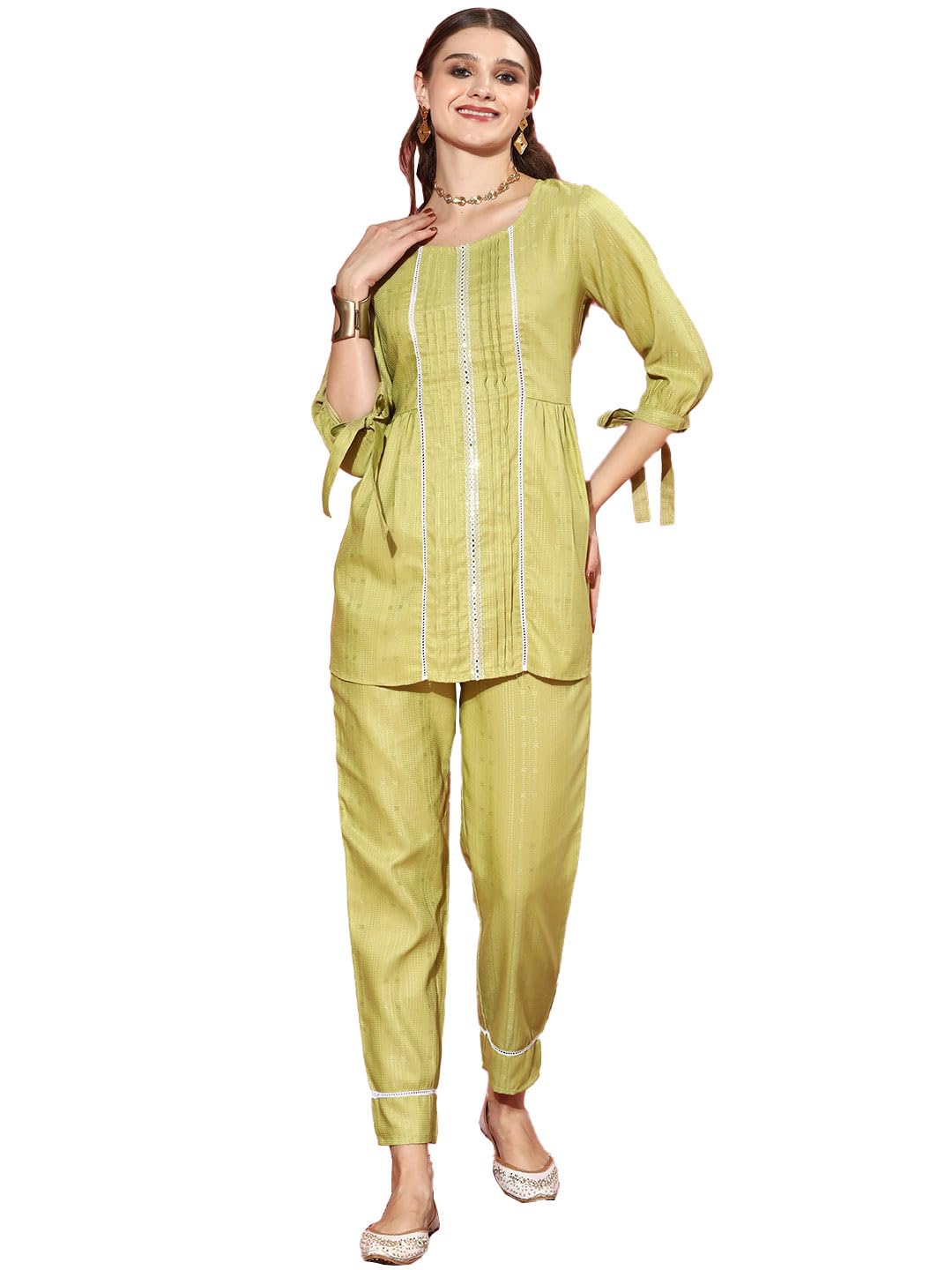 Stylum Womens Self Design Rayon Blend Kurti Pant Set