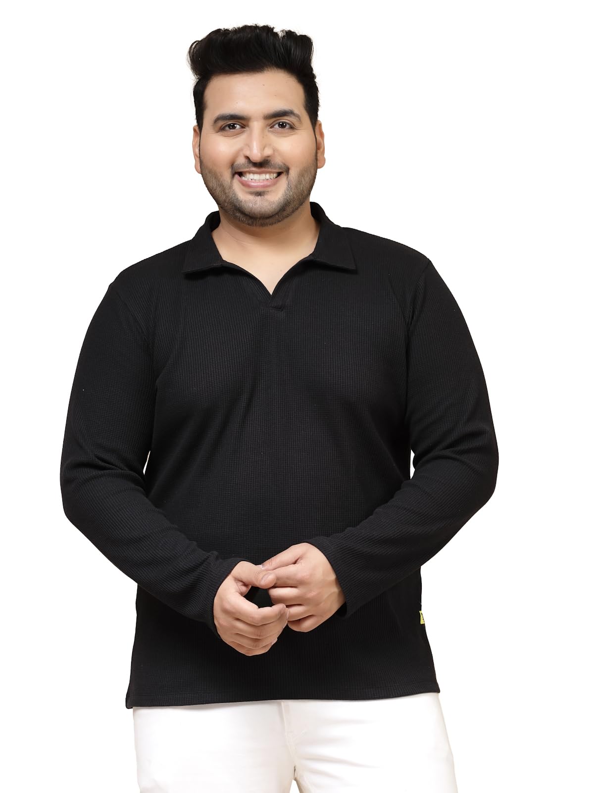 Rigo Plus Size T-Shirt for Men | Full Sleeve Plus Size T-Shirt for Men | Casual Wear Solid T-Shirts for Men | Slim Fit, Collar T
