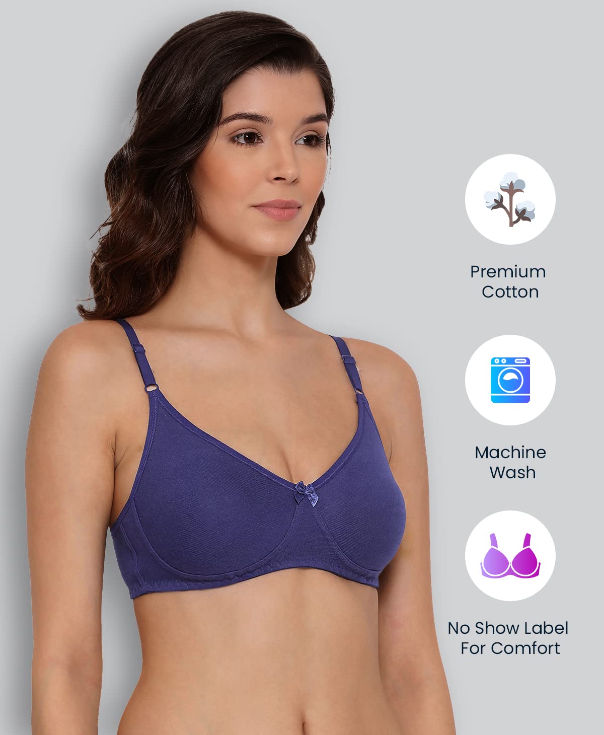 Lyra WomenS Cotton Non Padded Wire Free Seamless Bra Royalblue