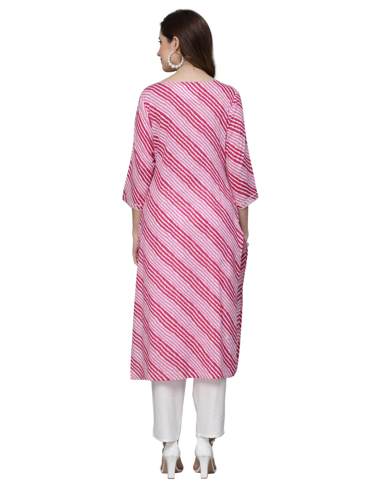 Stylum Women's Lehriya Printed & Embroidered Rayon Straight Kurta (NISARKURTA)