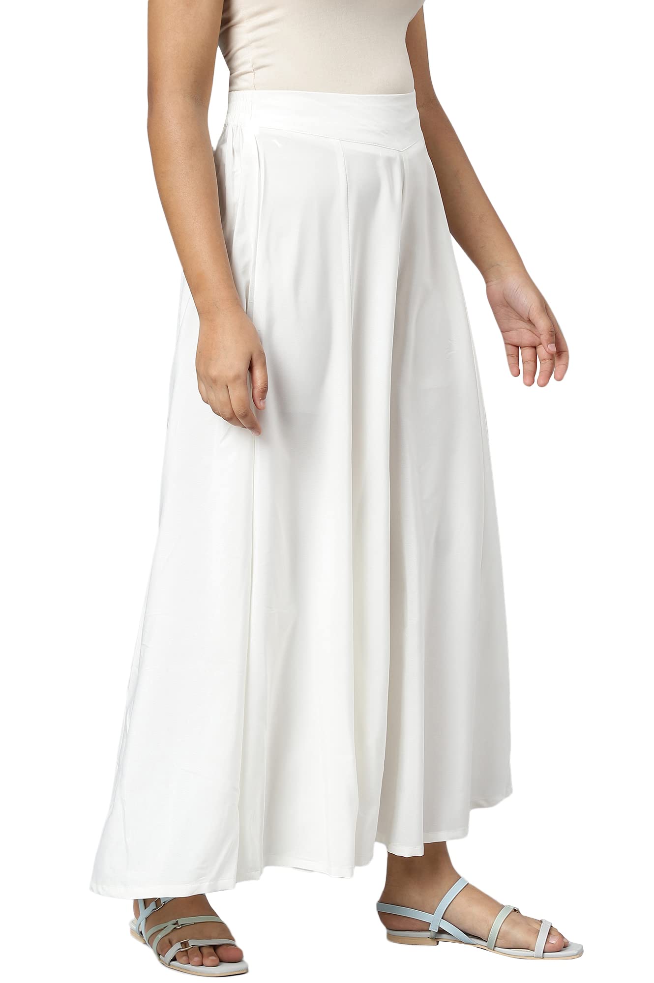 Aurelia White Solid Palazzos for Womens Ethnic Bottomwear