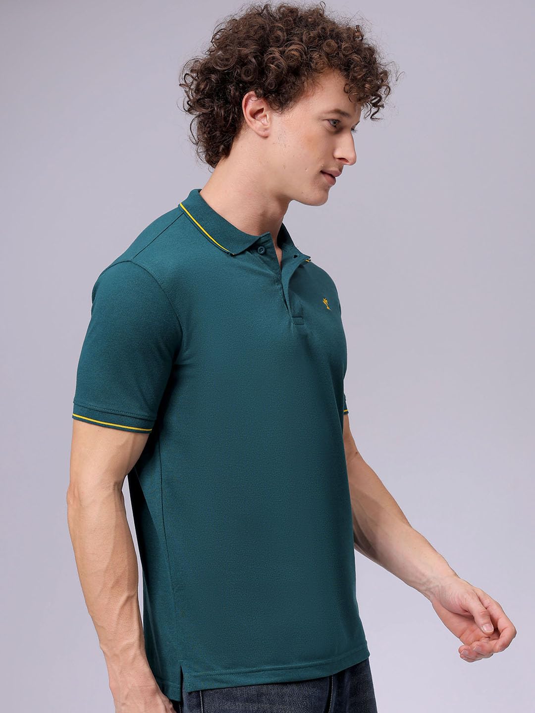 The Indian Garage Co Men Slim Fit Solid Polo Collar Tshirt