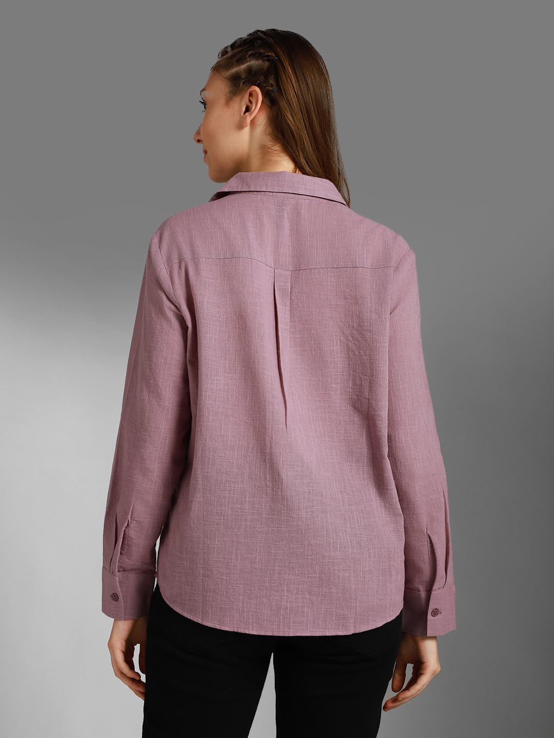 HIGH STAR Womens Oversized Fit Shirt (HSWSHW23509_MV_Purple