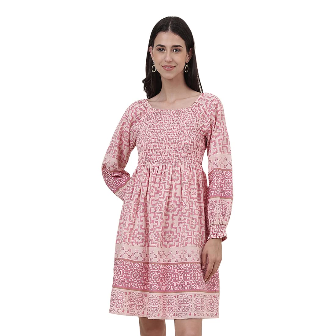 Fabindia WomenS Cotton Linen Regular Above The Knee Dress (2112032Pink_Pink