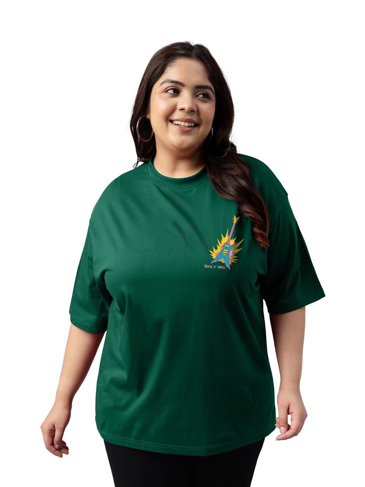 Juneberry 100% Pure Cotton Oversized Fit Latest & Trendy All Over Prints Half Sleeve Plus Size T-Shirt For Women & Girls (Ps_Jbr