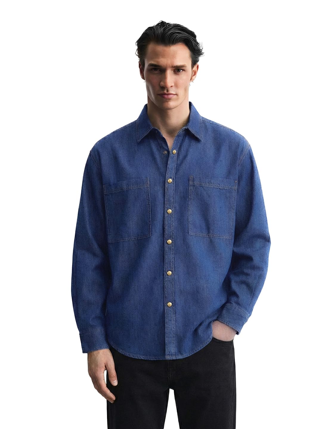 The Indian Garage Co Mens Relaxed Fit Cutaway Collar Long Sleeves Solid Sweater