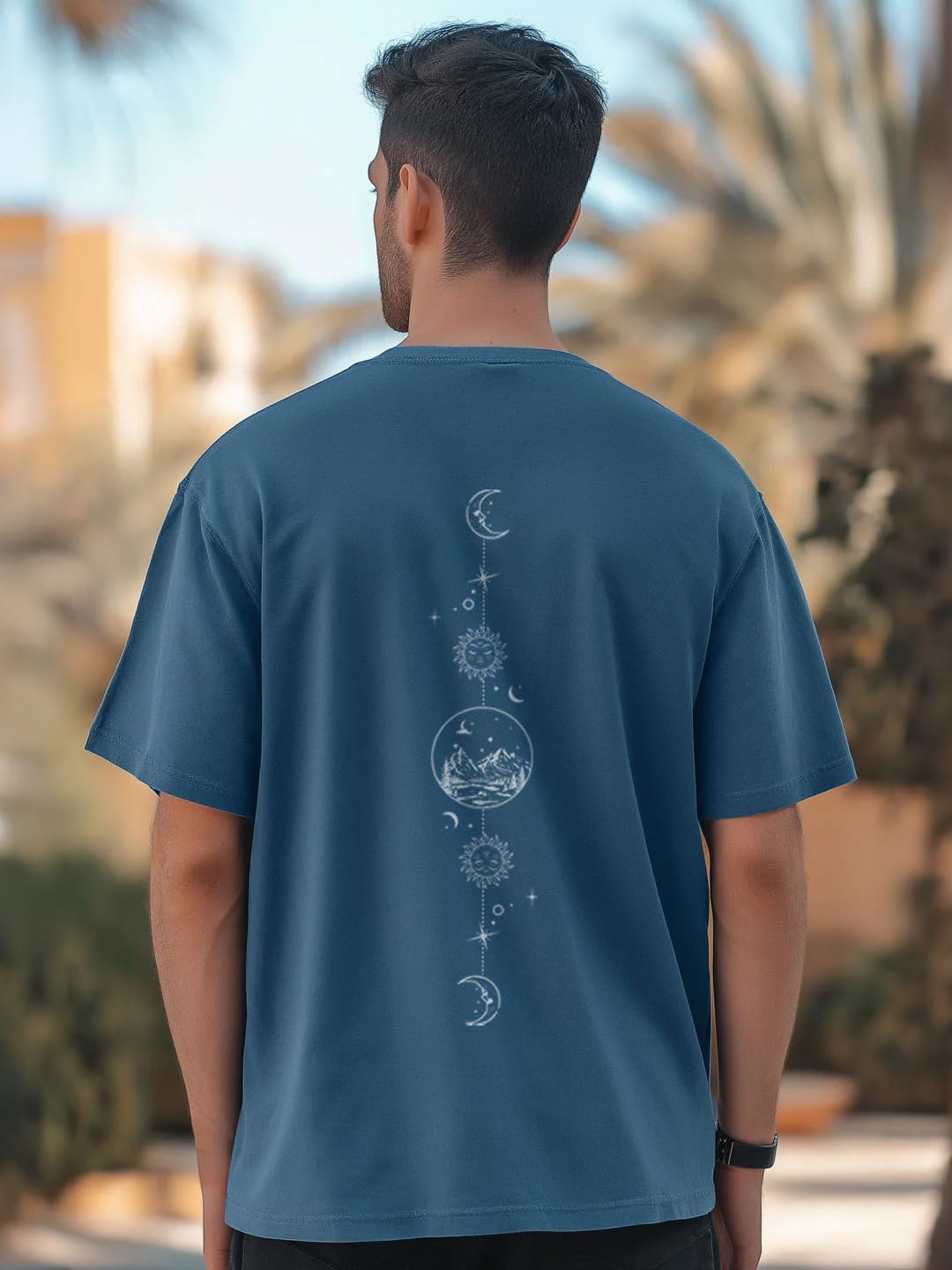 Nobero MenS Cotton Graphic Printed Oversized Fit T-Shirt (1M-Twrt-C0832-Mn_Marine, Blue