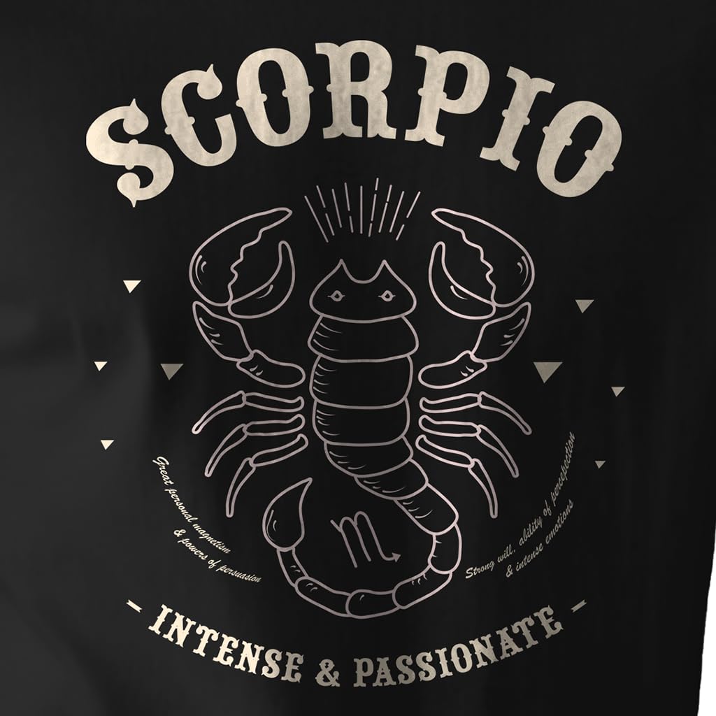 Peppyzone Mens Regular Fit T-Shirt (PZ-ZodiacScorpio6010_Black